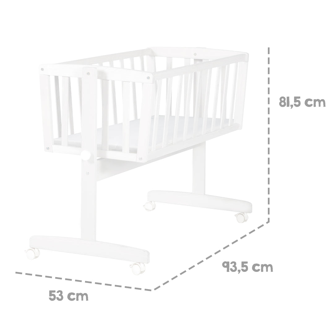 Berceau à bascule avec matelas 40 x 90 cm - Fonction berceau avec bouton de blocage - Bois blanc