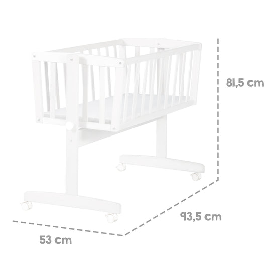 Berceau à bascule avec matelas 40 x 90 cm - Fonction berceau avec bouton de blocage - Bois blanc
