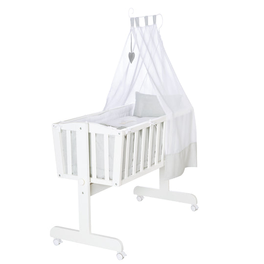 Set berceau complet 'Heartbreaker', 40 x 90 cm, blanc, fonction de verrouillage, incl. accessoires