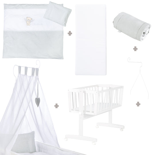 Set berceau complet 'Heartbreaker', 40 x 90 cm, blanc, fonction de verrouillage, incl. accessoires