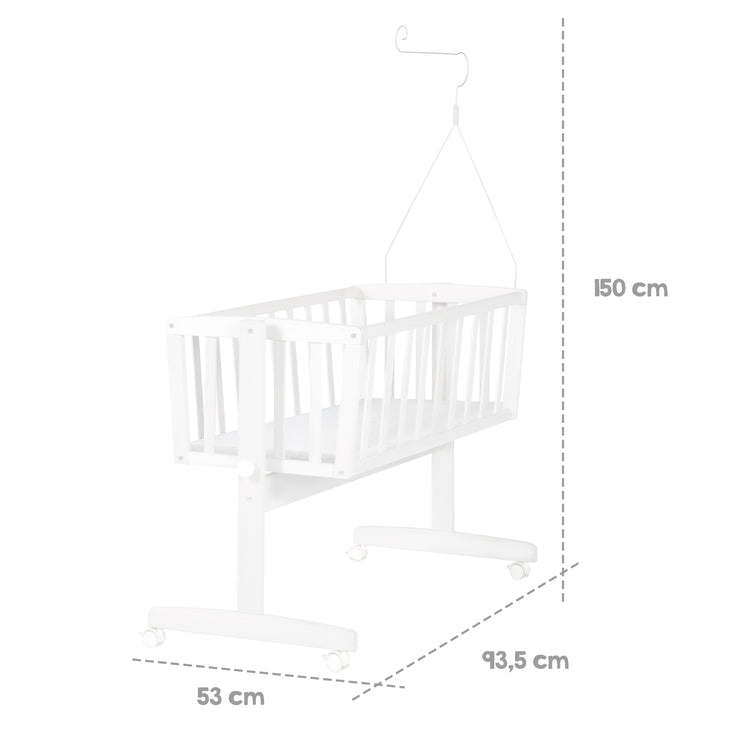 Complete 'Heartbreaker' cradle set, 40 x 90 cm, white, bassinet with locking function, including equipment