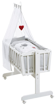 Complete cradle set 'Adam & Eule', 40 x 90 cm, white, with locking function, including equipment