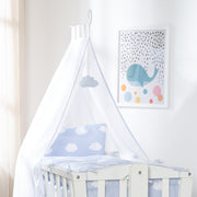 Complete cradle set 'Little Cloud Blue', 40 x 90 cm, white, locking function, including equipment