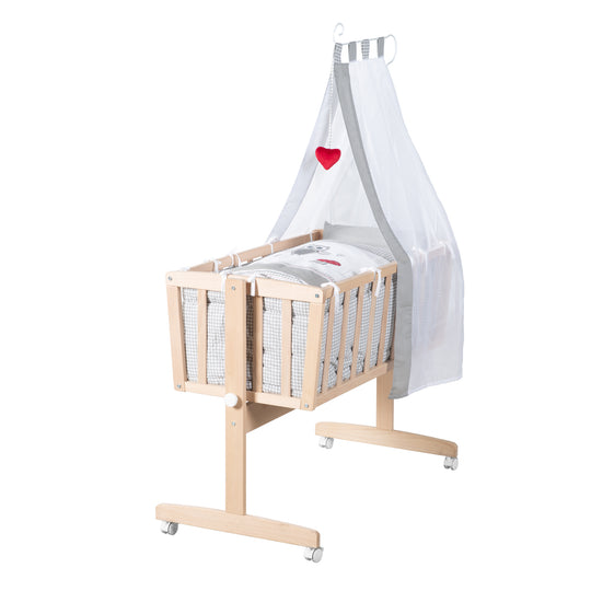 Set de berceau complet  'Adam et Eule' - Berceau avec accessoires - Bois naturel