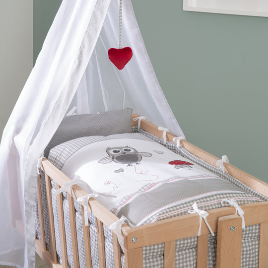 Set de berceau complet  'Adam et Eule' - Berceau avec accessoires - Bois naturel