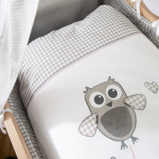 Set de berceau complet  'Adam et Eule' - Berceau avec accessoires - Bois naturel