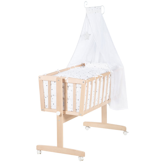 Set de berceau complet 'Sternenzauber grau' 40x90 - Hêtre bio naturel - Equipement inclus