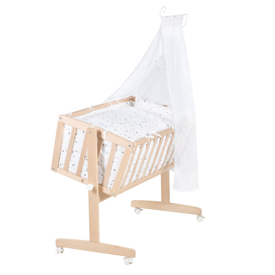 Set de berceau complet 'Sternenzauber grau' 40x90 - Hêtre bio naturel - Equipement inclus