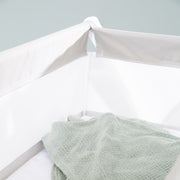 Foldable Bassinet - made of canvas & mesh material, incl. castors & mattress, white-grey