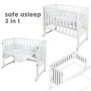 Culla "safe asleep®" 3 in 1, "Sternenzauber", culla next to me, lettino per bambini e panca, accessori inclusi