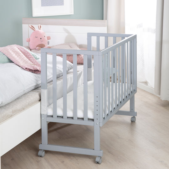 Cradle & Co-Sleeping Bed 3in1 with Barrier + Mattress - Taupe Wood