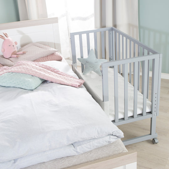 Cradle & Co-Sleeping Bed 3in1 with Barrier + Mattress - Taupe Wood
