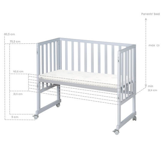 Cradle & Co-Sleeping Bed 3in1 with Barrier + Mattress - Taupe Wood