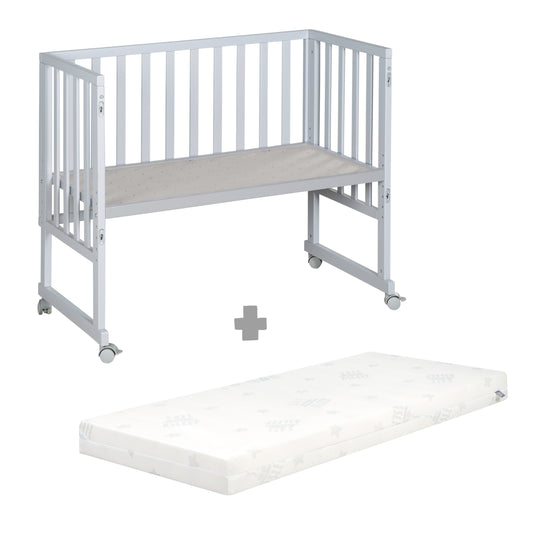 Cradle & Co-Sleeping Bed 3in1 with Barrier + Mattress - Taupe Wood