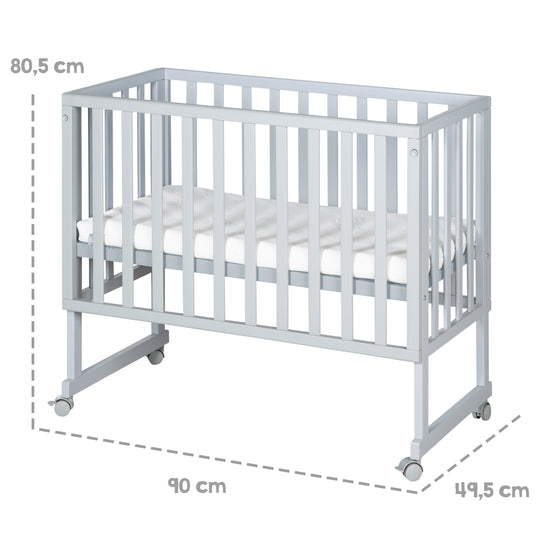 Cradle & Co-Sleeping Bed 3in1 with Barrier + Mattress - Taupe Wood