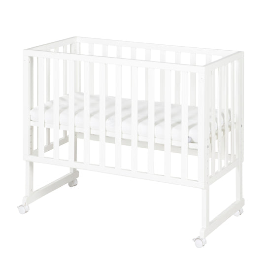 Cradle & Co-Sleeping Bed 3in1 with Barrier + Mattress - White Wood