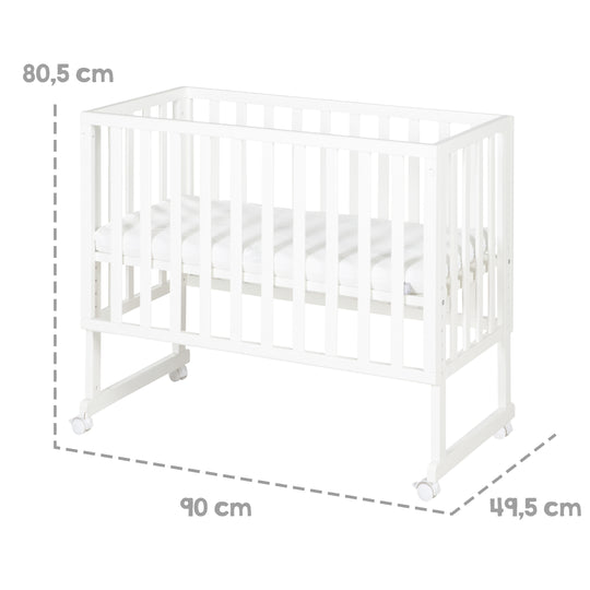 Cradle & Co-Sleeping Bed 3in1 with Barrier + Mattress - White Wood