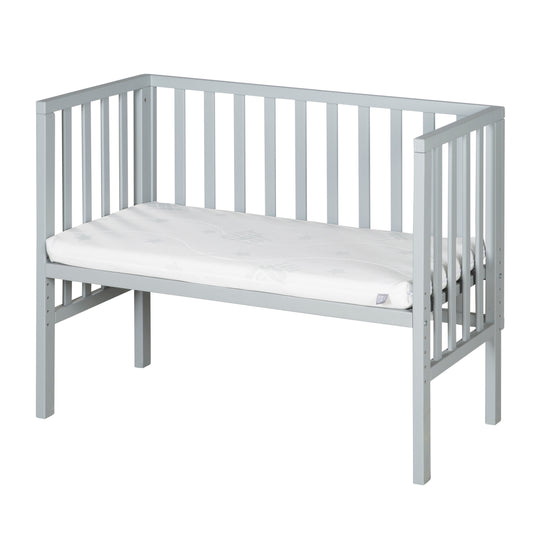 Cuna de colecho 2 en 1 'safe asleep®' con barrera y colchón - Para todas las alturas de cama de los padres - Madera taupe