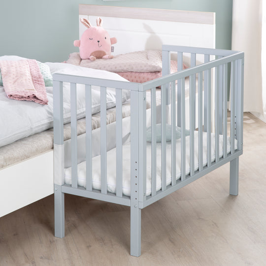 Cuna de colecho 2 en 1 'safe asleep®' con barrera y colchón - Para todas las alturas de cama de los padres - Madera taupe