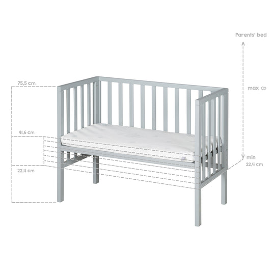 Cuna de colecho 2 en 1 'safe asleep®' con barrera y colchón - Para todas las alturas de cama de los padres - Madera taupe