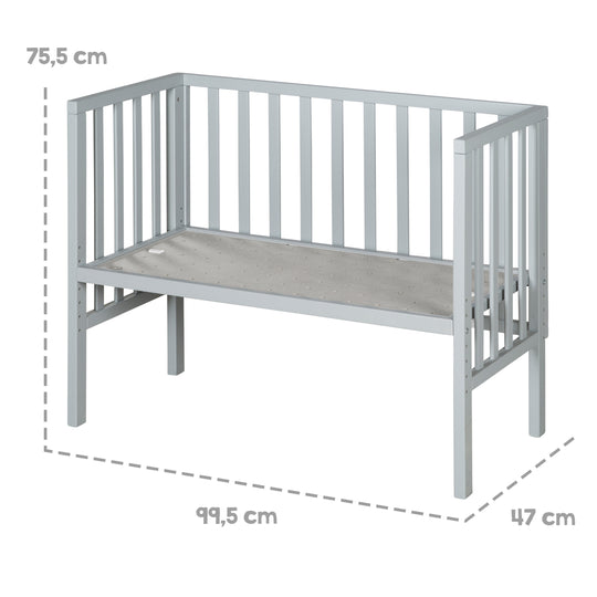 Cuna de colecho 2 en 1 'safe asleep®' con barrera y colchón - Para todas las alturas de cama de los padres - Madera taupe