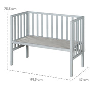 Beistellbett 2in1 'safe asleep®' mit Barriere & Matratze - für alle Elternbetthöhen - Holz taupe