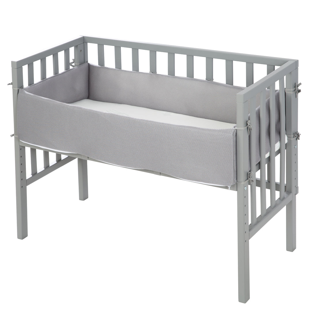 Lit cododo 'safe asleep®' 2 en 1, gris, avec matelas ventilé, nid et barrière