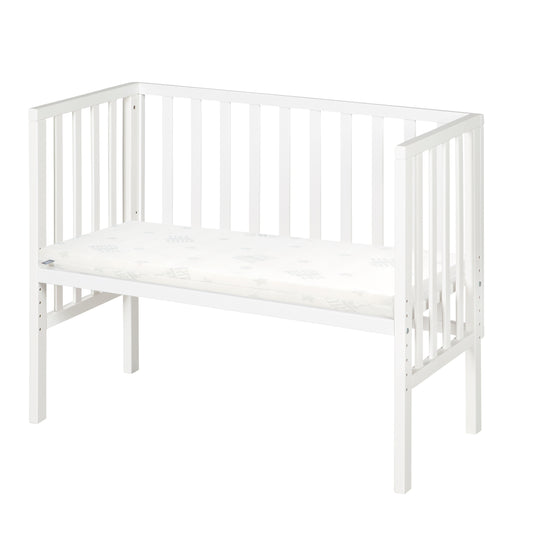 Co-Sleeping Bed 2in1 'safe asleep®' with Barrier & Mattress - For All Parent Bed Heights - White Wood