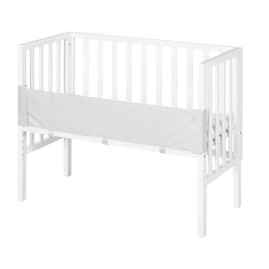 Co-Sleeping Bed 2in1 'safe asleep®' with Barrier & Mattress - For All Parent Bed Heights - White Wood