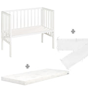 Cuna colecho 2 en 1 safe asleep® 45 x 90 cm con colchón + barrera de lona - Madera blanca