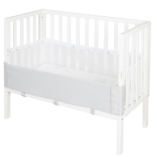 Co-Sleeping Bed 2 in 1 safe asleep® 45 x 90 cm with Mattress + Canvas Barrier - White Wood