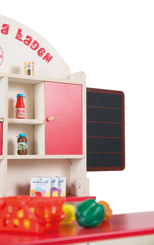 Negozio di compravendita 'zia Emma', legno natante, con teke, tablet, selling di pagina e stato di marchiatura