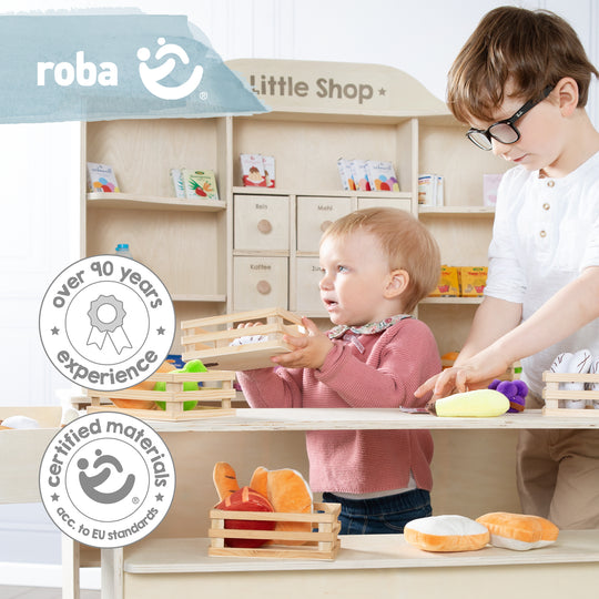 Negozio, grande negozio commerciante, legno naturale, supporto 6 cassetti, bancone, bancone laterale