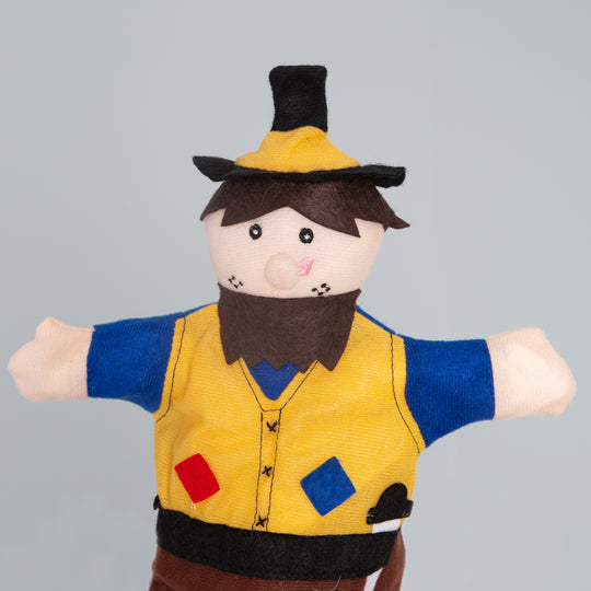 Teatro delle marionette con 6 marionette a mano, teatro delle marionette in legno massello, teatro delle marionette autoportante