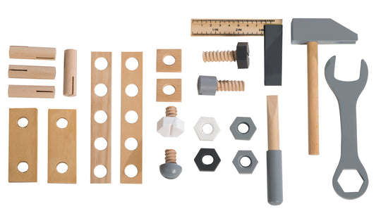 Boîte à outils pour enfant, kit de construction en bois incl. outils de 22 pièces