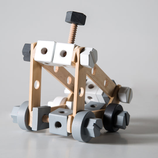 Jeu de construction en bois, kit pour enfant 48 pièces, boîte à outils en bois, jouets dès 3 ans