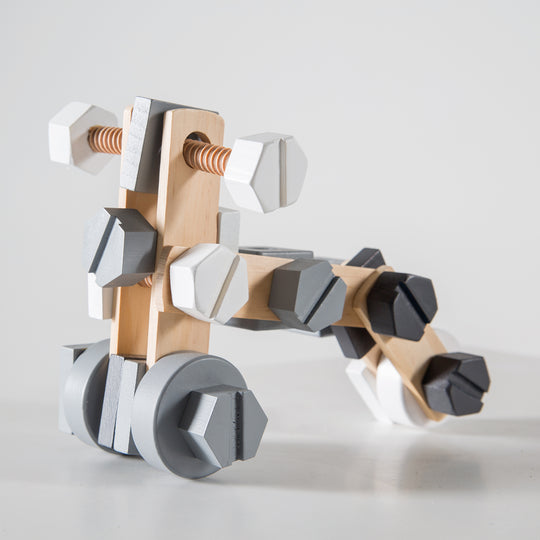 Jeu de construction en bois, kit pour enfant 48 pièces, boîte à outils en bois, jouets dès 3 ans