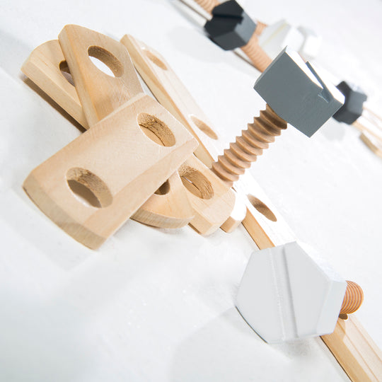 Jeu de construction en bois, kit pour enfant 48 pièces, boîte à outils en bois, jouets dès 3 ans