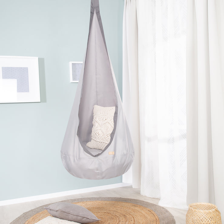 Hanging bag grey, children's hanging seat/hanging chair/bean bag for the children's room or outside