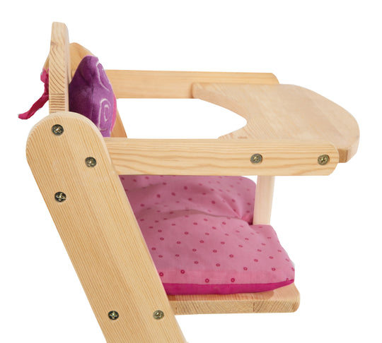 Trona para muñecas 'Happy Fee', para muñecas y muñecos bebé, madera natural con flor