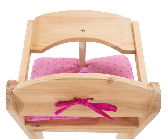 Trona para muñecas 'Happy Fee', para muñecas y muñecos bebé, madera natural con flor