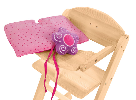Trona para muñecas 'Happy Fee', para muñecas y muñecos bebé, madera natural con flor