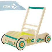 Push walker 'Rennfahrer', play & baby walker made of wood with brake