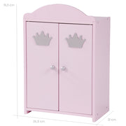 Armario para muñecas 'Princess Sophie', 2 puertas, lacado rosa, incluye barra y balda