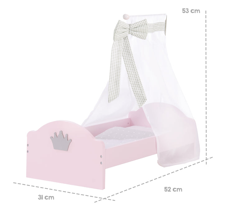 Serie de camas de muñeca 'Sophie', incluidos equipos textiles, ropa de cama y cielo, rosa