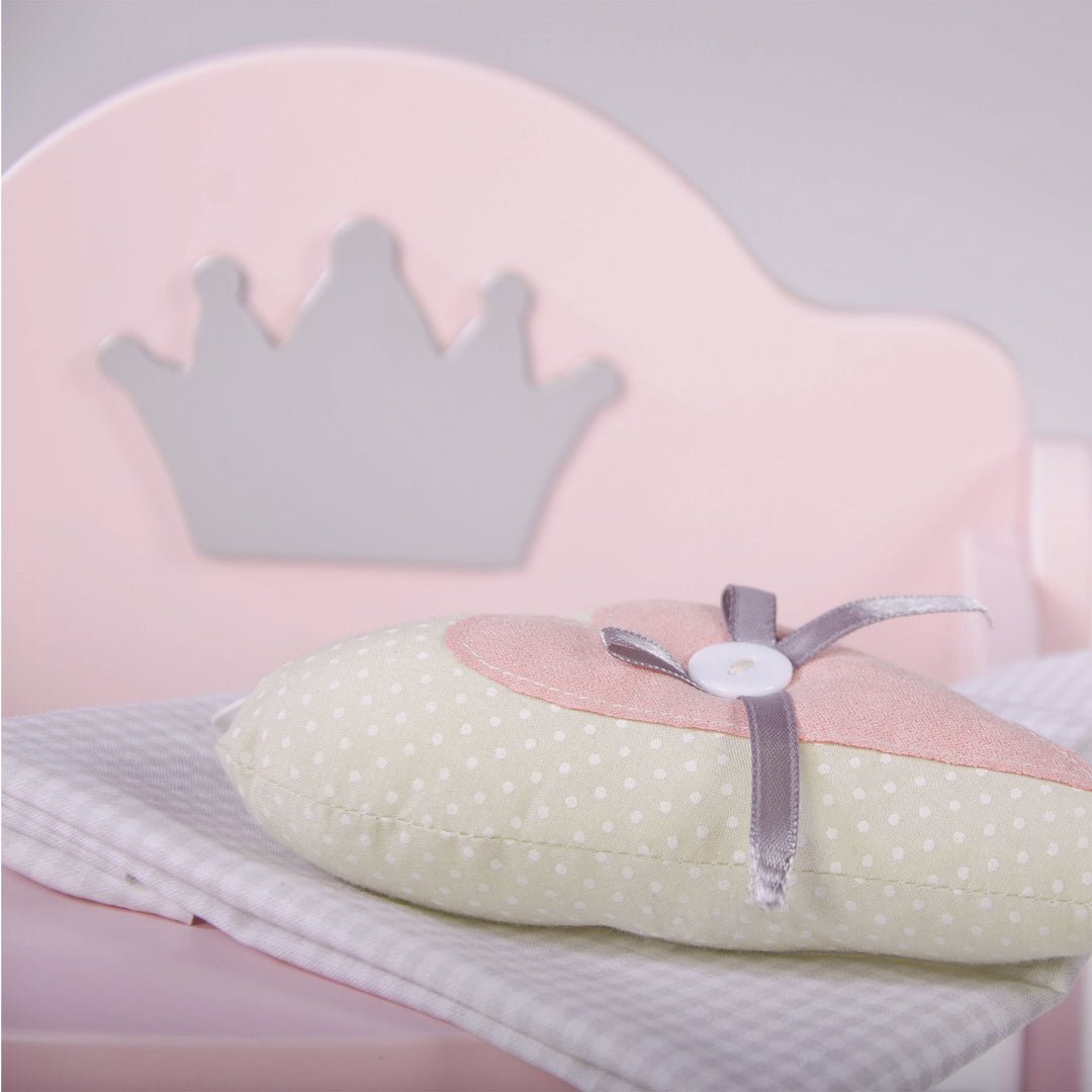 Trona para muñecas 'Prinzessin Sophie', para muñecas y muñecos bebé, rosa/plata con corona