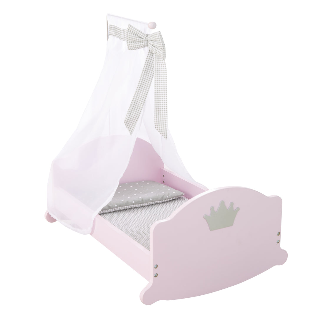 Serie di culla per bambole 'Sophie', compresi arredi in tessuto, biancheria da letto e baldacchino, rosa