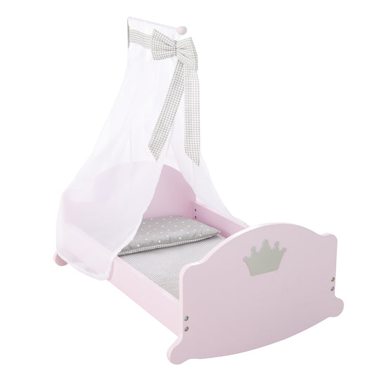 Serie di culla per bambole 'Sophie', compresi arredi in tessuto, biancheria da letto e baldacchino, rosa