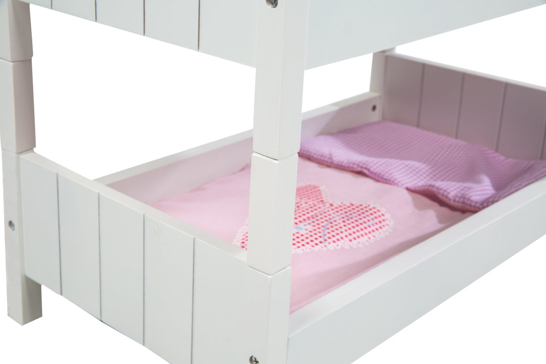 Cama de muñecas 'Fienchen', divisible, pintada de blanco, incluye accesorios textiles