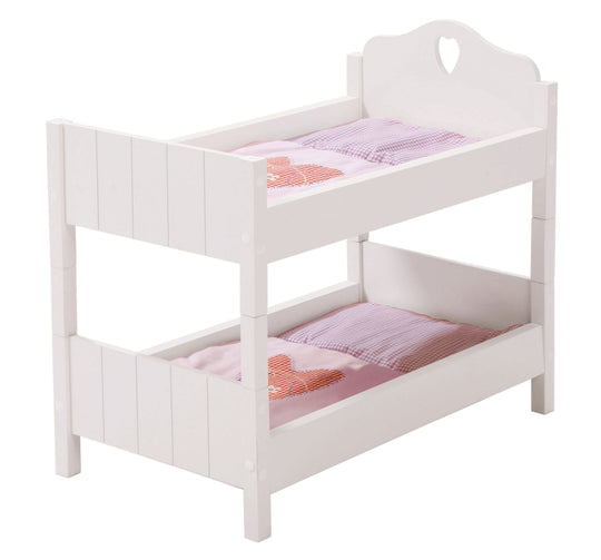 Cama de muñecas 'Fienchen', divisible, pintada de blanco, incluye accesorios textiles